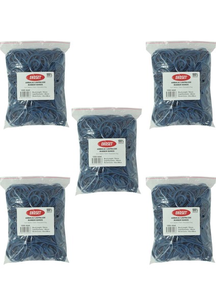 Kauçuk Renkli Paket Ambalaj Para Lastiği Mavi 70 mm 5000'li