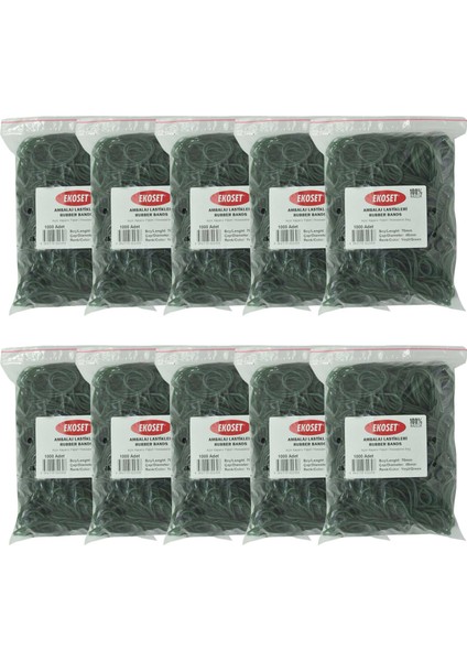 Kauçuk Renkli Paket Ambalaj Para Lastiği Yeşil 70 mm 10000'li