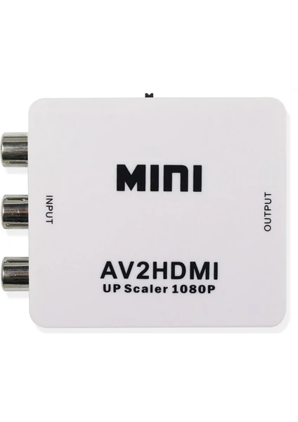 Rca To HDMI Tos Av Çevirici Dönüştürücü 1080P Mini AV2HDMI Video Conventer - AL2666 Beyaz