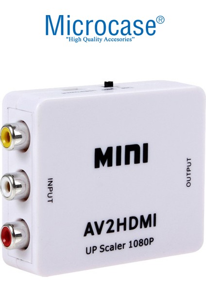 Rca To HDMI Tos Av Çevirici Dönüştürücü 1080P Mini AV2HDMI Video Conventer - AL2666 Beyaz