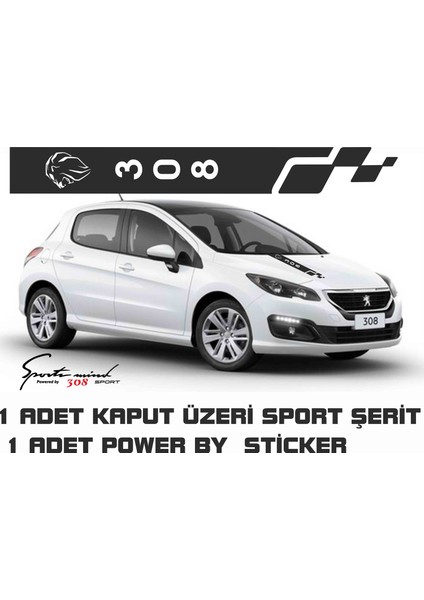 Peugeot 308 Sticker Seti Kapı Eşiği, Kaput, Monster Pençe Power By Sport modelleri