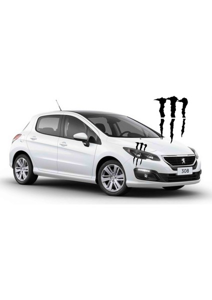 Peugeot 308 Sticker Seti Kapı Eşiği, Kaput, Monster Pençe Power By Sport fırsatları