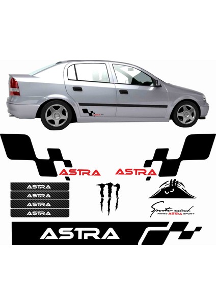 Opel Astra G Sticker Seti Sport Kapı Eşiği Monster Pençe Arma modelleri
