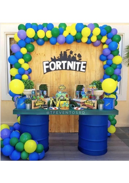 Fortnıte Balon ve Balon Zinciri Fortnıte Konsept Balon 100 Adet Balon +5metre Balon Zinciri