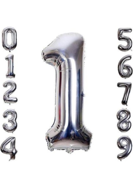 13 Yaş -Sayı-Rakam Folyo Balon Gümüş Renk 40 cm -Dogum Günü -Parti-Kutlama