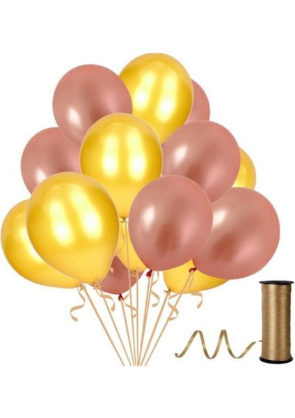 30 Adet Metalik Rose Gold, Altın Balon Konsepti-Güzel -Uçan Balon