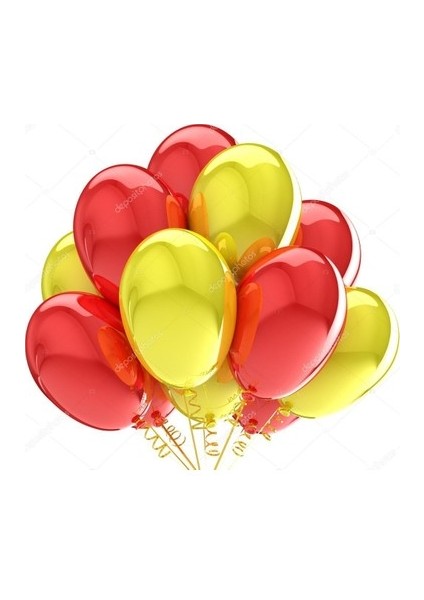 30 Adet Metalik Sarı, Kırmızı Balon Konsepti-Uçan-Güzel Balon