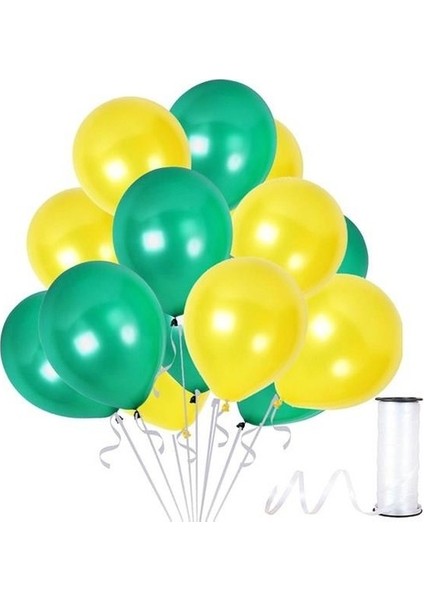 40 Adet Metalik Sarı, Yeşil Balon Konsepti-Uçan-Güzel Balon