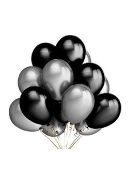 40 Adet Gümüş , Siyah Balon-Nişan-Parti-Düğün Balonu