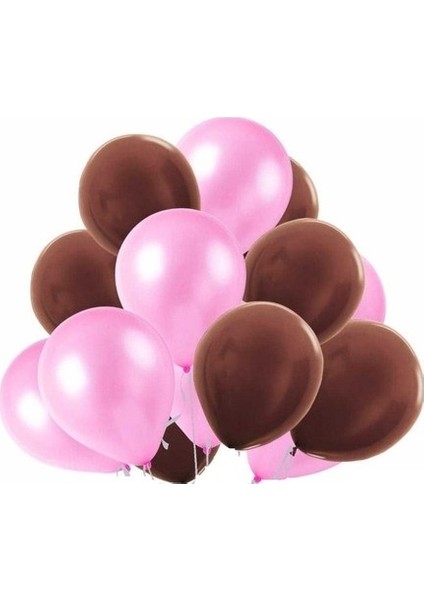 15 Adet Metalik Sedefli Pempe, Kahverengi Balon Konsepti-Uçan-Güzel Balon