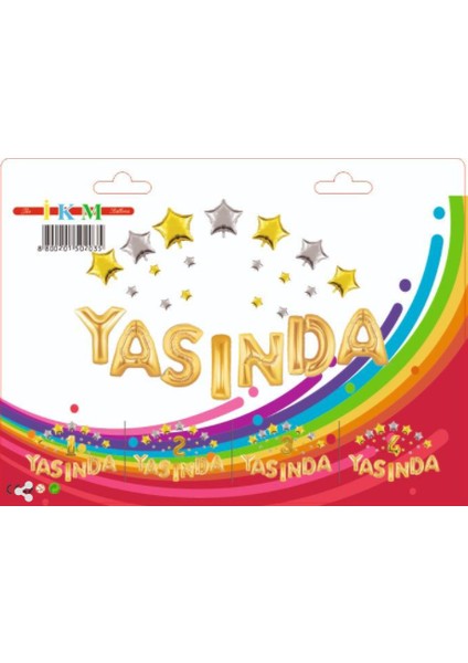 Yaşında Yıldızlı Folyo Balon Seti Altın Doğum Günü Harf Balon