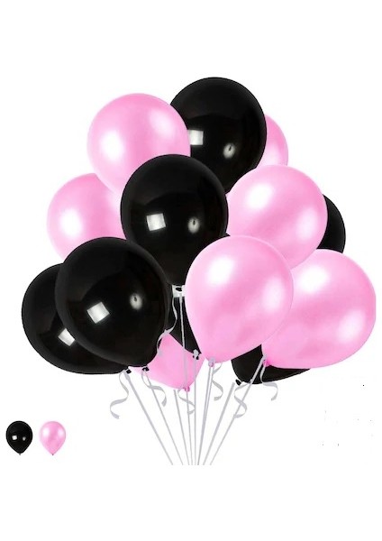 20 Adet Pempe, Siyah Balon-Uçan- Balon-Parti Sehri