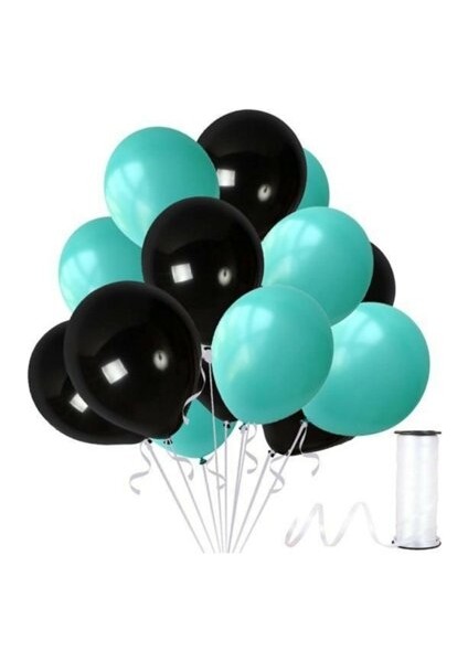 50 Adet Mint Su Yeşili-Siyah Metalik Sedefli Balon