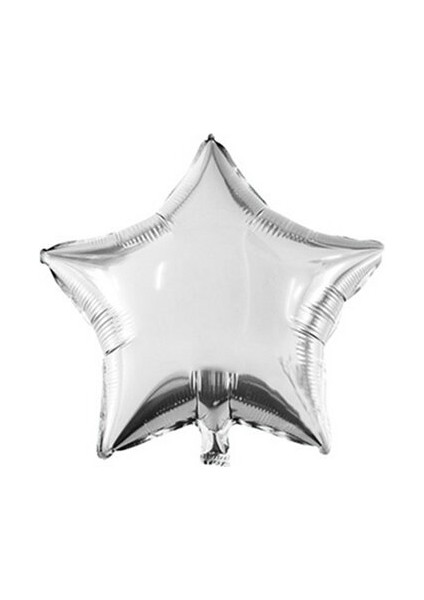 Yıldız Folyo Balon Gri-Gümüş Renk-45 cm -Sevgililer-Doğum Günü