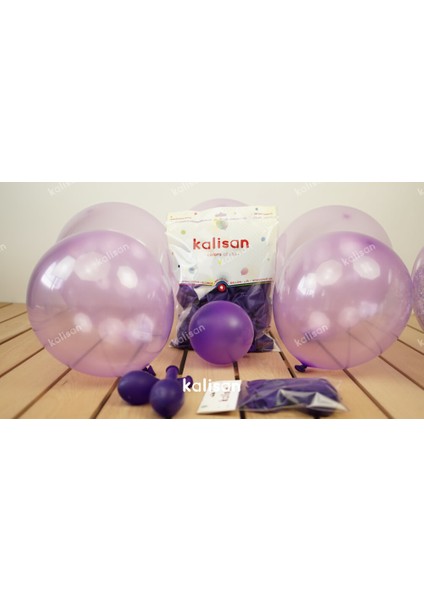 Kalisan Şeffaf Mor Balon-10 Adet -Dogum Günü-Parti-Açılış-Balon