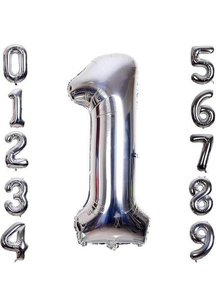 18 Yaş -Sayı-Rakam Folyo Balon Gümüş Renk 100 cm -Dogum Günü -Parti-Kutlama