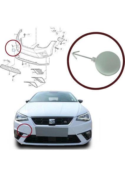 BSP1031 Seat Ibiza 2017-2021 Için Ön Tampon Çeki Demir Kapağı 6F0807241 Astarlı fiyatları