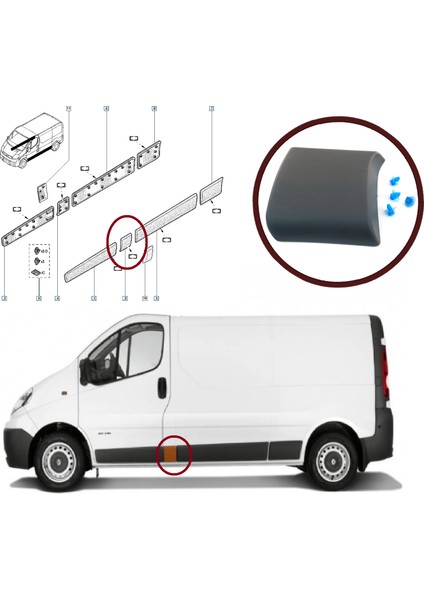 BSP1035 Renault Trafic Mk2 Vivaro Primastar Için Sol Orta Direk Kaplaması 93852553 fiyatları