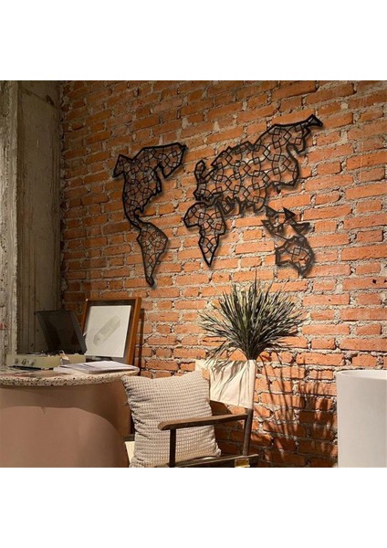 Xl Dünya Haritası Metal Duvar Dekoru