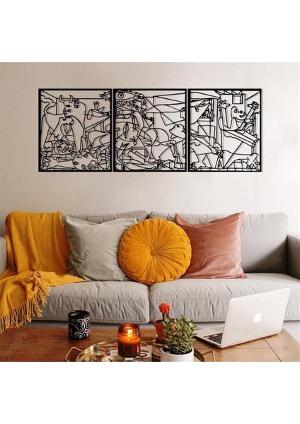 3'lü Picasso Guernia Metal Duvar Dekoru