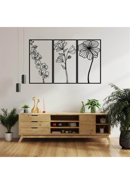 3'lü Çiçek Metal Duvar Dekoru modelleri