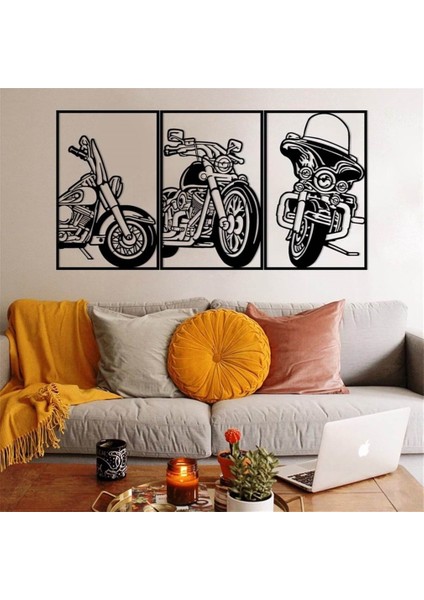 3'lü Motor Metal Duvar Dekoru