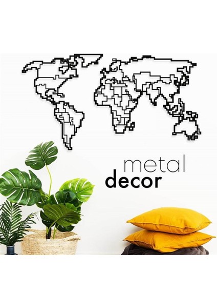 Dünya Haritası Metal Duvar Dekoru