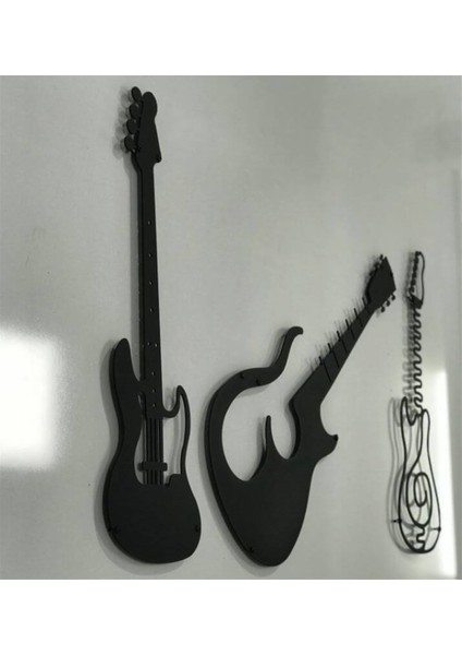 3'lü Gitar Metal Duvar Dekoru