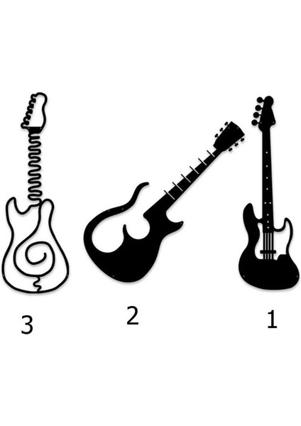 3'lü Gitar Metal Duvar Dekoru