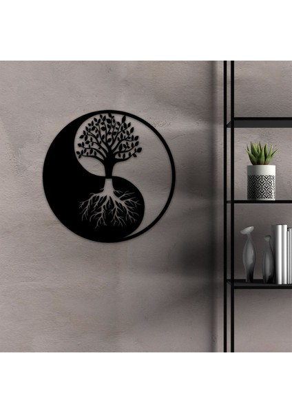 Yin And Yang Yaşam Ağacı Metal Duvar Dekoru