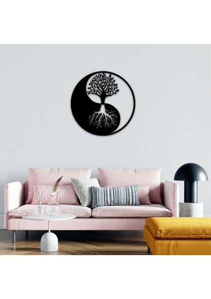 Yin And Yang Yaşam Ağacı Metal Duvar Dekoru