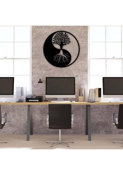 Yin And Yang Yaşam Ağacı Metal Duvar Dekoru