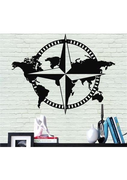 Raylı Dünya Haritası Metal Duvar Dekoru