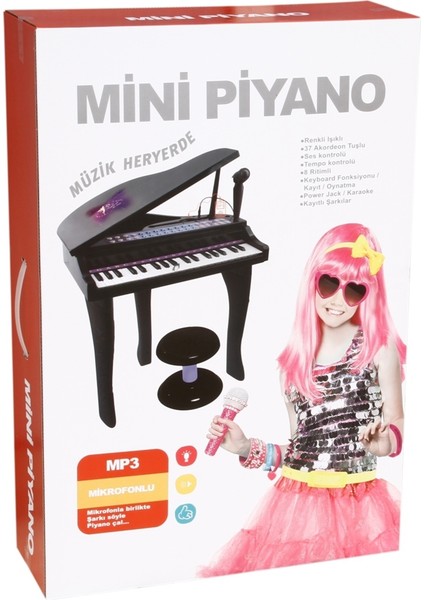 37 Tuşlu Mini Piano Mikrofon ve Tabureli