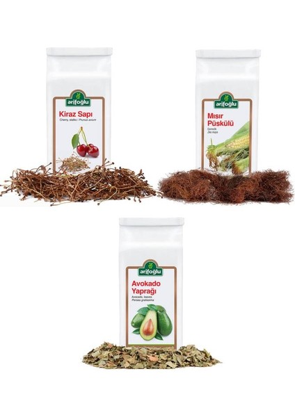 3'lü Set Detoks Çayı (Kiraz Sapı - Mısır Püskülü - Avokado Yaprağı)