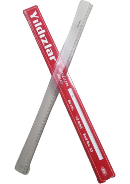 Cetvel 50 cm Plastik Orta Kısmı Buzlu 1 Adet