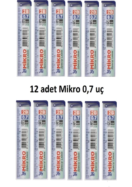 Min Kalem Ucu 0.7 Uc 2b Dereceli Cetvelli - 12 Li Paket