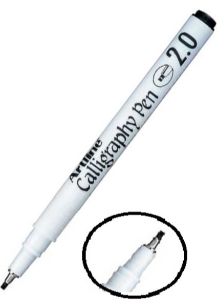 Kaligrafi Kalemi Siyah 2.0 mm Düz Kesik Uç Arabic Ergolıne Calligraphy 1 Adet