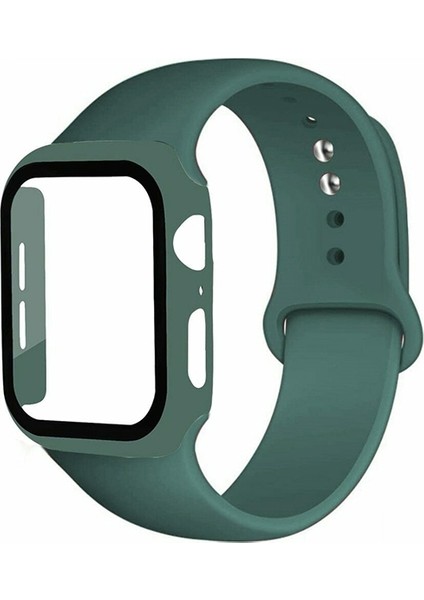 Apple Watch Uyumlu 4-5-6 40 mm Silikon Kordon Kayış ve Ekran Koruyucu Kılıf