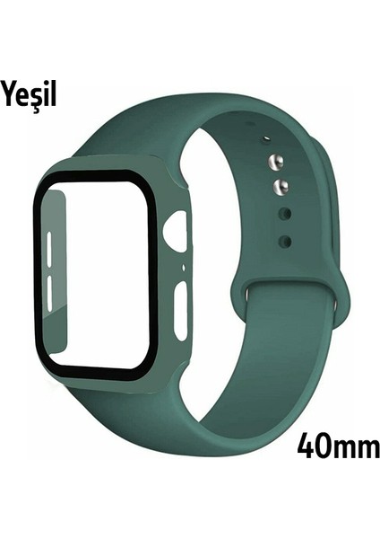 Apple Watch Uyumlu 4-5-6 40 mm Silikon Kordon Kayış ve Ekran Koruyucu Kılıf fiyatları