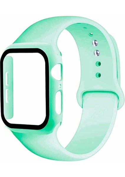 Apple Watch Uyumlu 4-5-6 40MM Silikon Kordon Kayış ve Ekran Koruyucu Kılıf