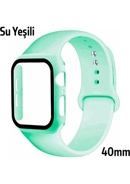 Apple Watch Uyumlu 4-5-6 40MM Silikon Kordon Kayış ve Ekran Koruyucu Kılıf fiyatları