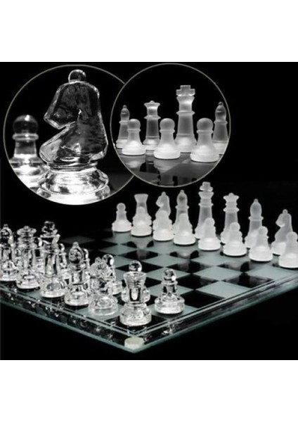 Glass Chess Cam Satranç Takımı (20 cm x 20 Cm)