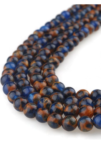 6 mm Lacivert Sarı Opal Akik Taşı Dizi