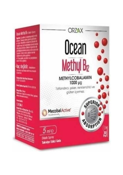 3 Kutu Ocean Methyl B12 1000 Mcg Sprey 5 ml