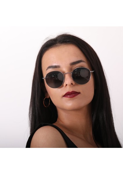Gümüş Yuvarlak Kadın Güneş Gözlüğü 4003 08