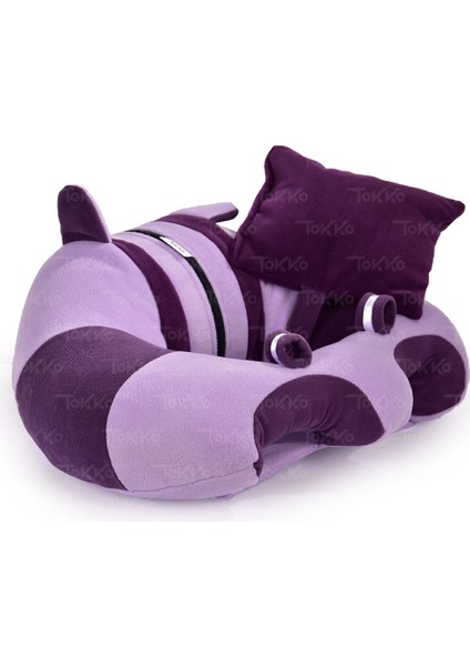 Yastık Hediyeli Bebek Oturma Destek Minderi - Büyük Bebek Oturağı Lila Mor