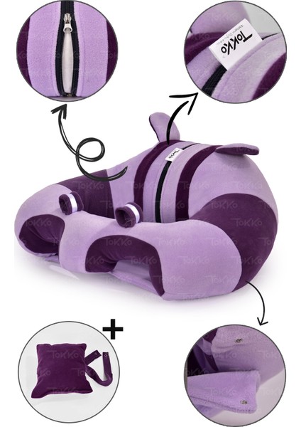 Yastık Hediyeli Bebek Oturma Destek Minderi - Büyük Bebek Oturağı Lila Mor modelleri
