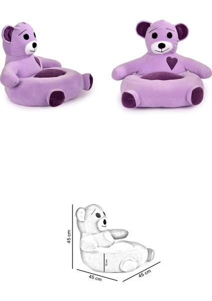 Lüks Üçlü Set - Bebeyatmaz + 60 cm Uyku Fili + Peluş Ayıcık - Antibakteriyel 3'lü Set Lila Mor