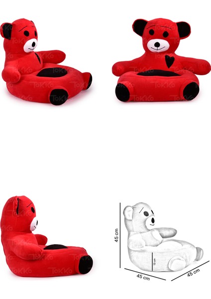 Lüks Üçlü Set - Bebeyatmaz + 60 cm Uyku Fili + Peluş Ayıcık - Antibakteriyel 3'lü Set Syah Kırmızı